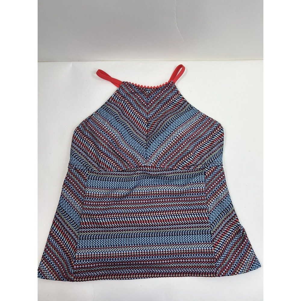Lucky Brand Halter Tankini Women's Sz S/M D Cup Multi Stretch One Back Adj Strap